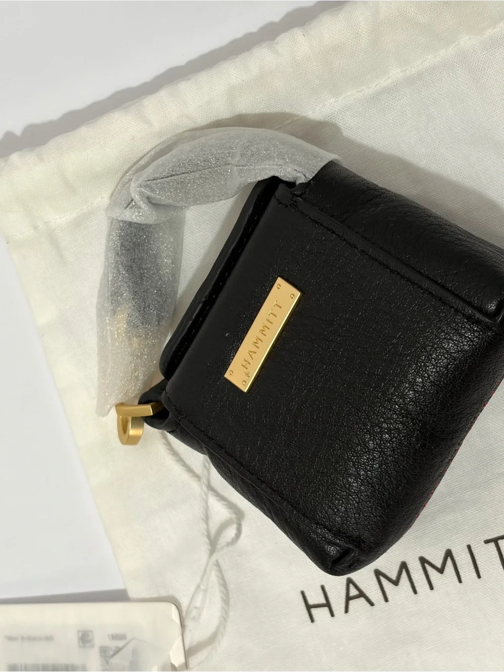 Hammitt Mini B Bag Charm/Pouch In Black Leather With Brushed Gold Hardware NWT!!